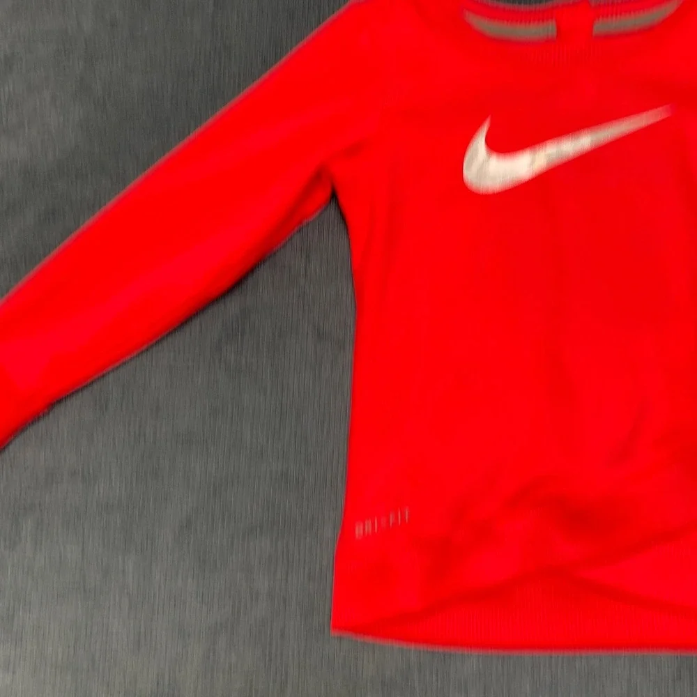 Nike Dri-Fit Sweatshirt Girls 24M Red Crossover Swoosh Logo Athletic Performance